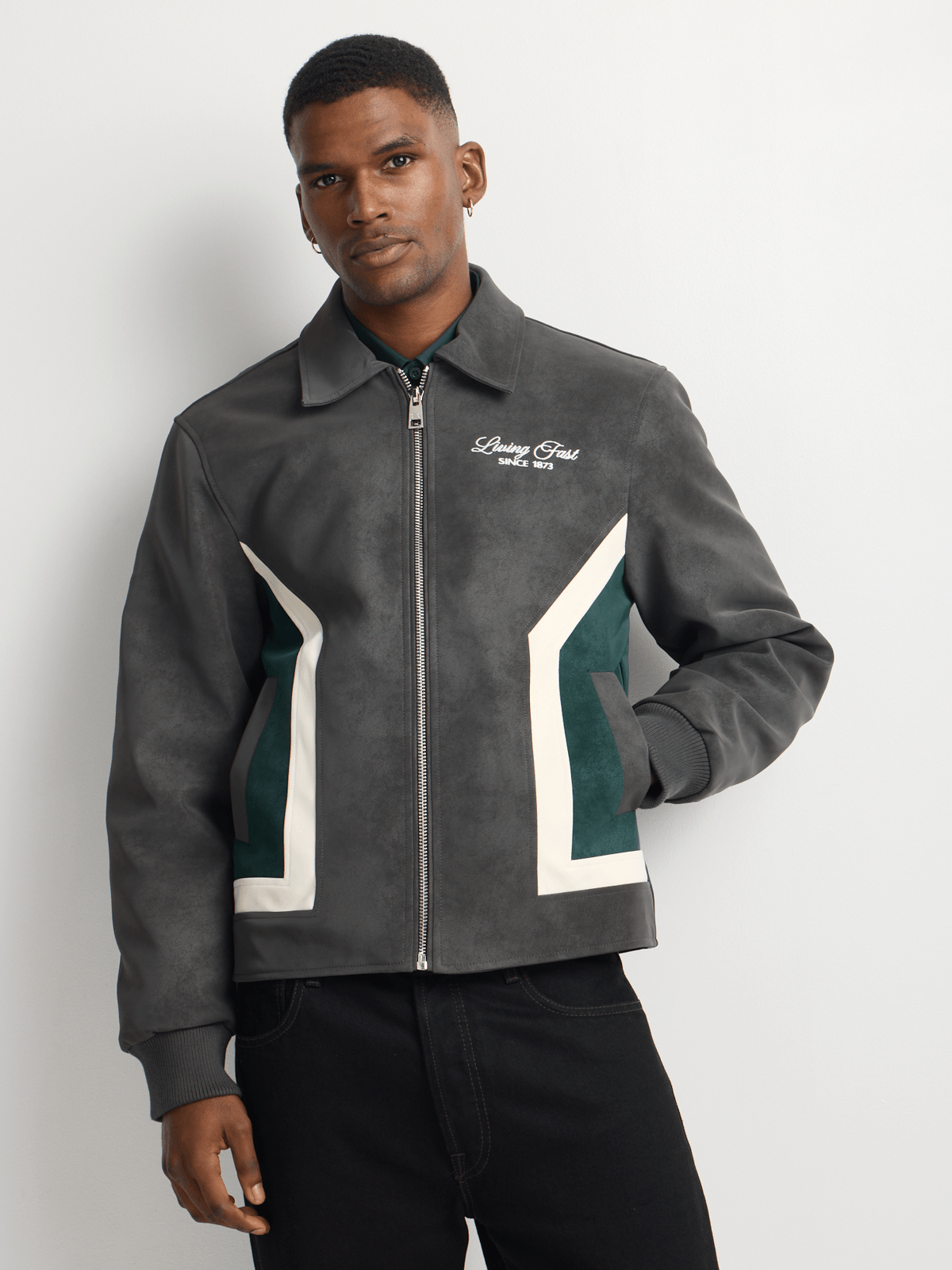 Markham Men's Regular Fit Grey Varsity Jacket